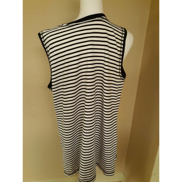 JMS Just My Size Women Plus Size 1X Black White Striped Tank Top Cami Shirt - Picture 2 of 3